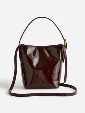 Madewell - The Essential Micro Bucket Tote in Patent Leather Dark Plum